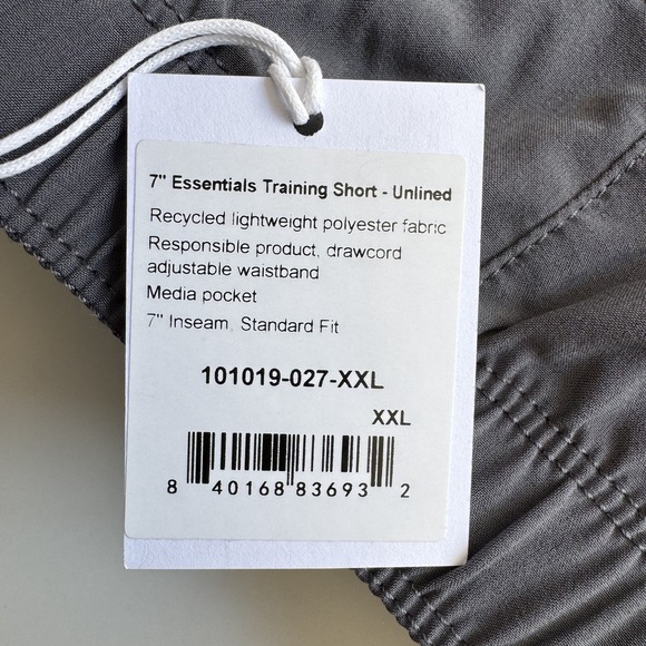 RHONE Essentials 7" Unlined Training Short Mens 2XL Gray Athletic Workout NWT - Picture 5 of 16